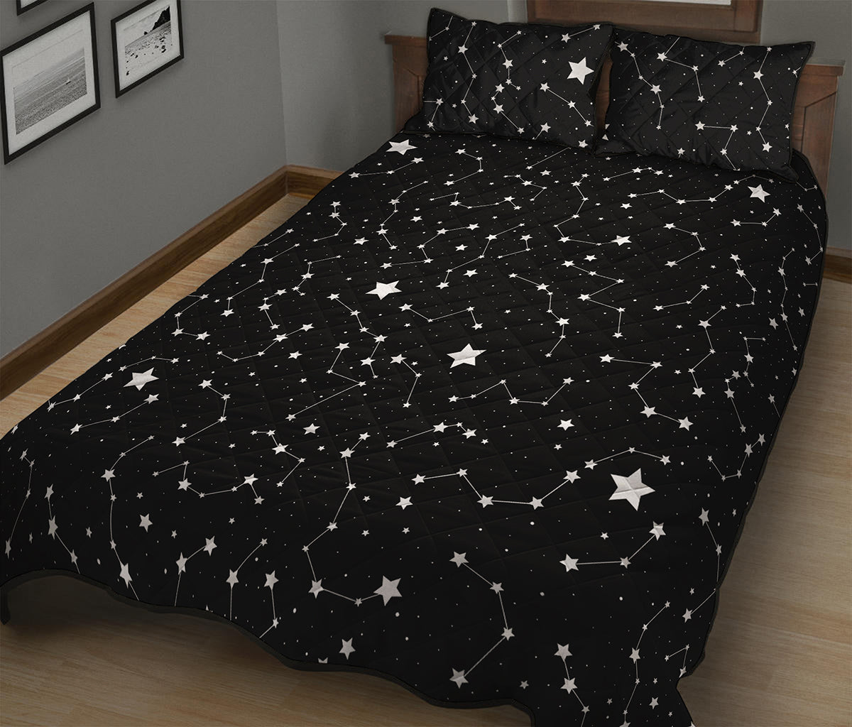 Constellation Sky Map Pattern Print Quilt Bed Set
