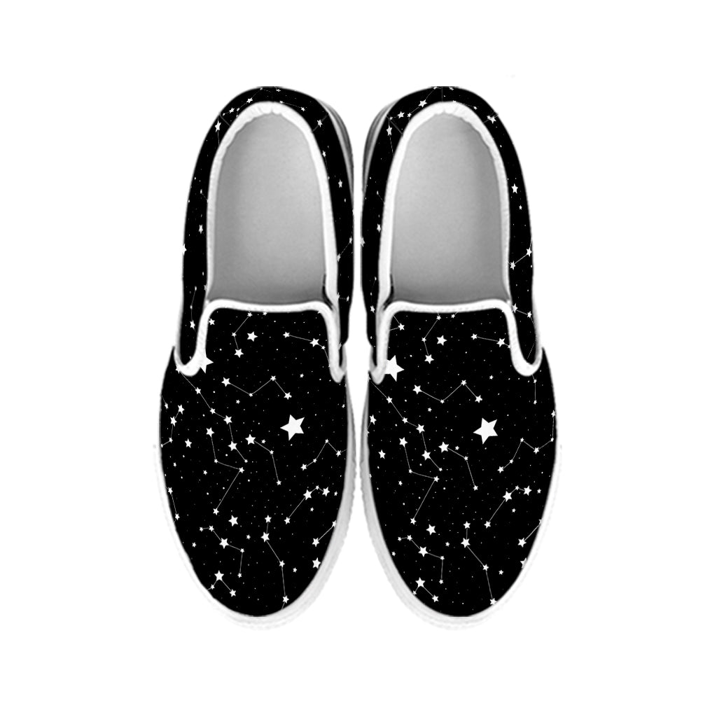 Constellation Sky Map Pattern Print White Slip On Shoes