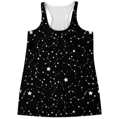 Constellation Sky Map Pattern Print Women's Racerback Tank Top
