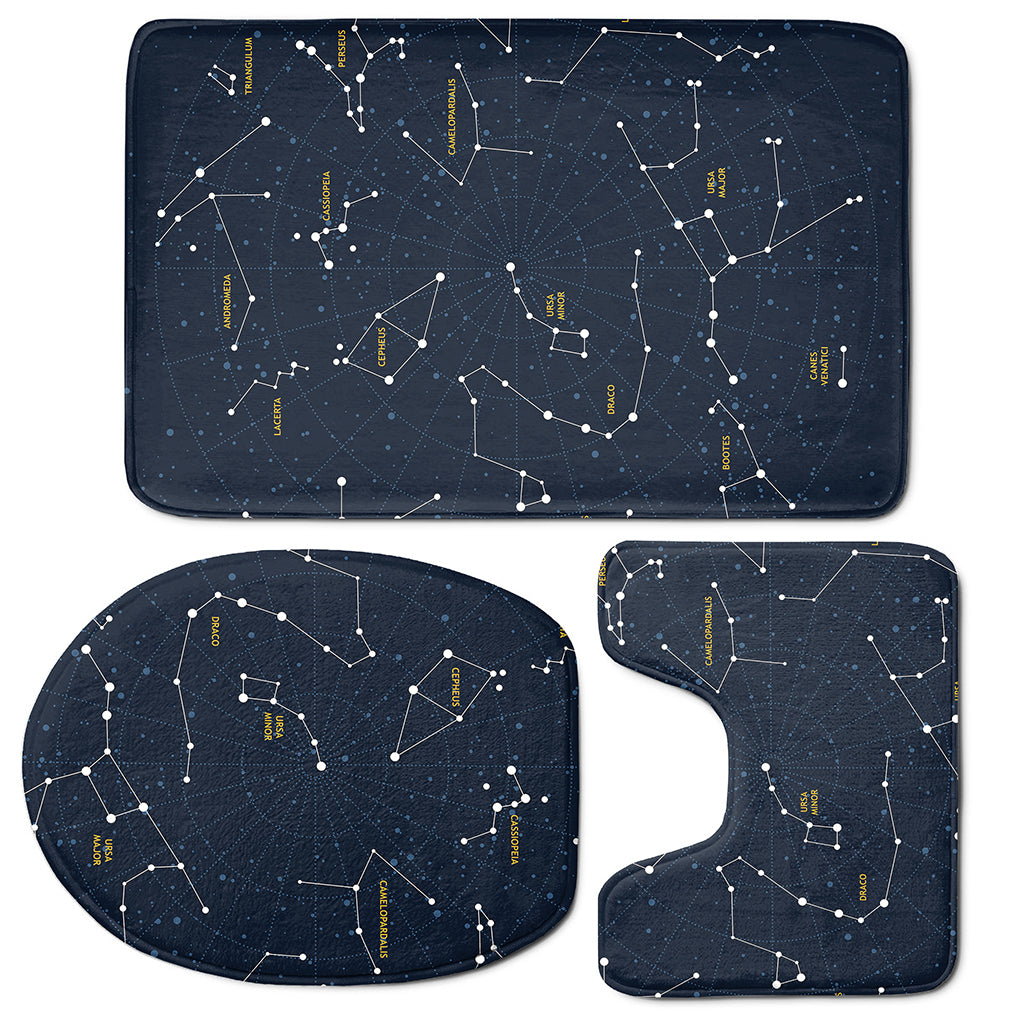 Constellation Sky Map Print 3 Piece Bath Mat Set