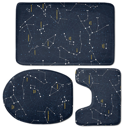 Constellation Sky Map Print 3 Piece Bath Mat Set