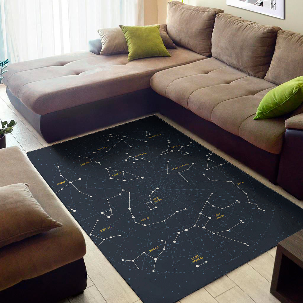 Constellation Sky Map Print Area Rug