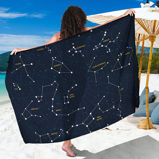 Constellation Sky Map Print Beach Sarong Wrap