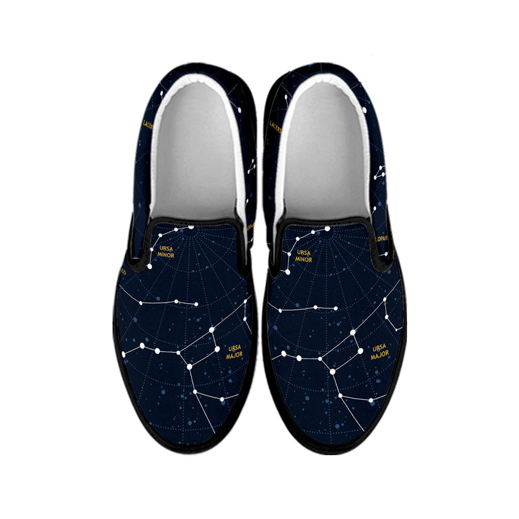 Constellation Sky Map Print Black Slip On Shoes