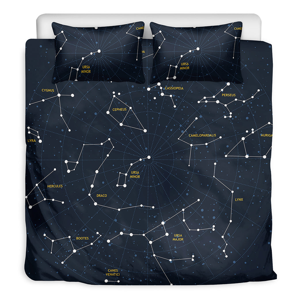 Constellation Sky Map Print Duvet Cover Bedding Set