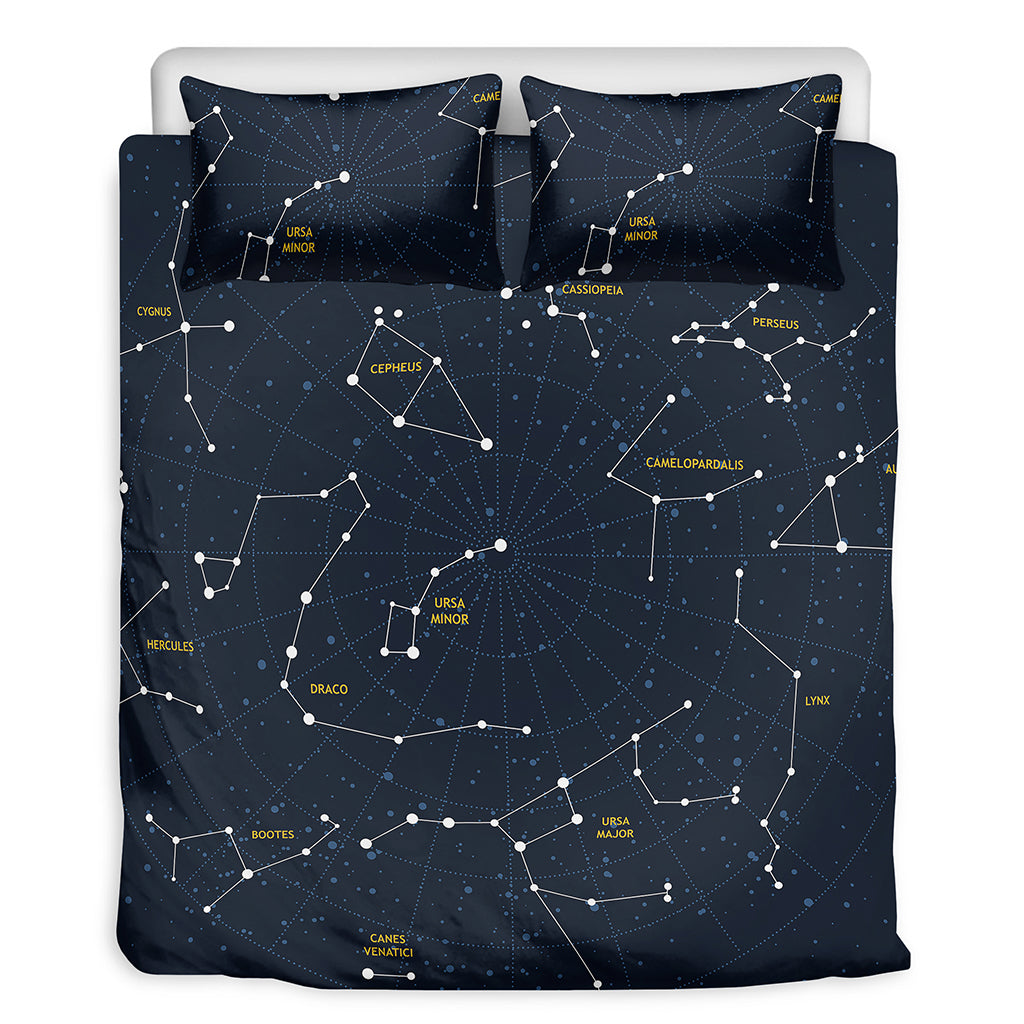 Constellation Sky Map Print Duvet Cover Bedding Set