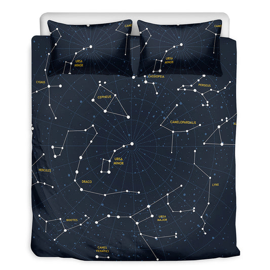 Constellation Sky Map Print Duvet Cover Bedding Set