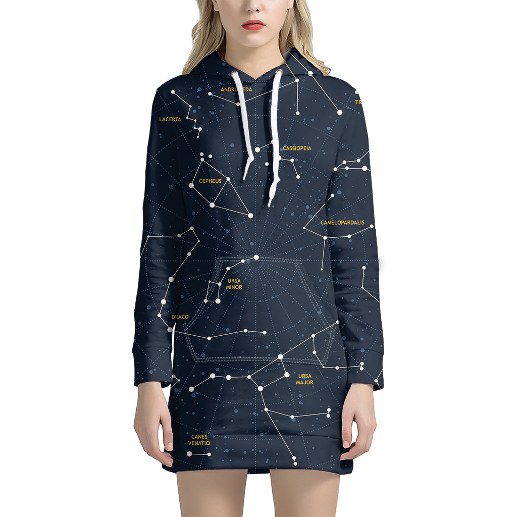 Constellation Sky Map Print Hoodie Dress