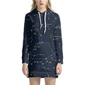 Constellation Sky Map Print Pullover Hoodie Dress