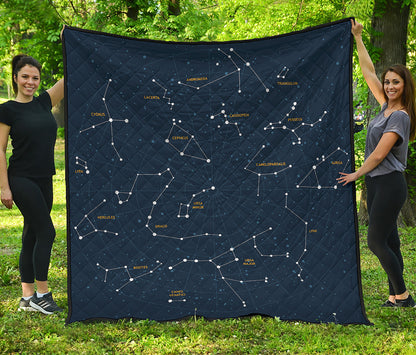 Constellation Sky Map Print Quilt