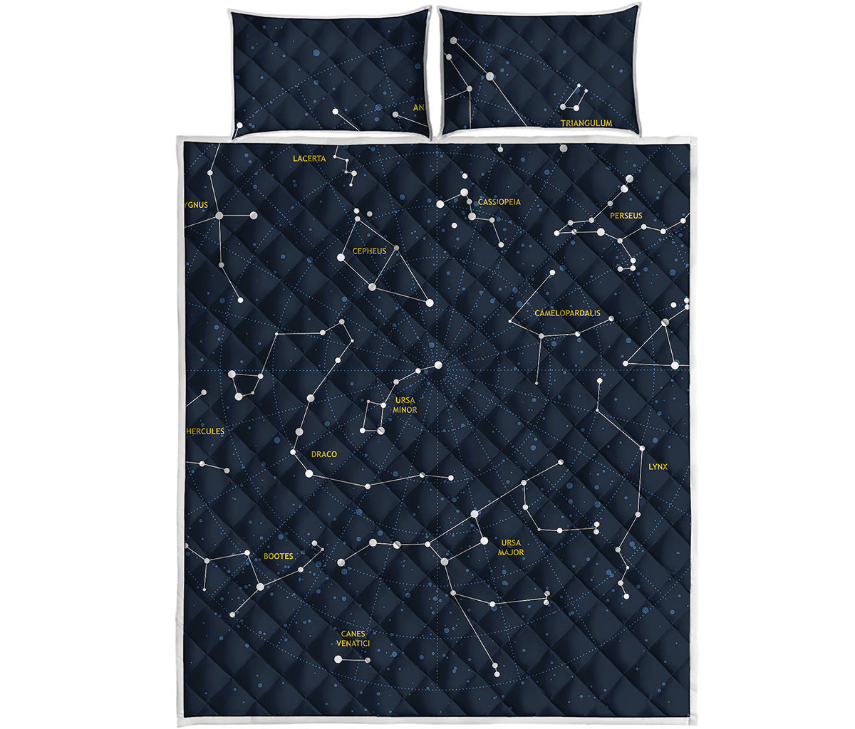 Constellation Sky Map Print Quilt Bed Set