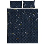 Constellation Sky Map Print Quilt Bed Set