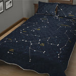 Constellation Sky Map Print Quilt Bed Set