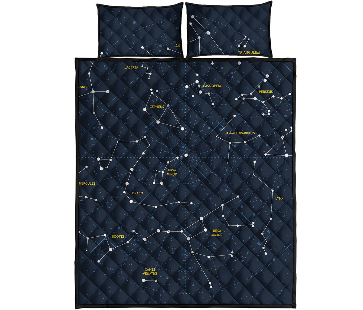 Constellation Sky Map Print Quilt Bed Set