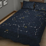 Constellation Sky Map Print Quilt Bed Set