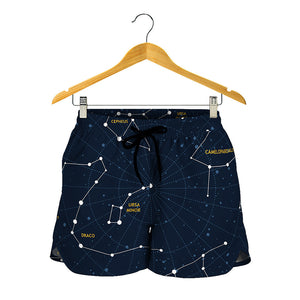 Constellation Sky Map Print Women's Shorts