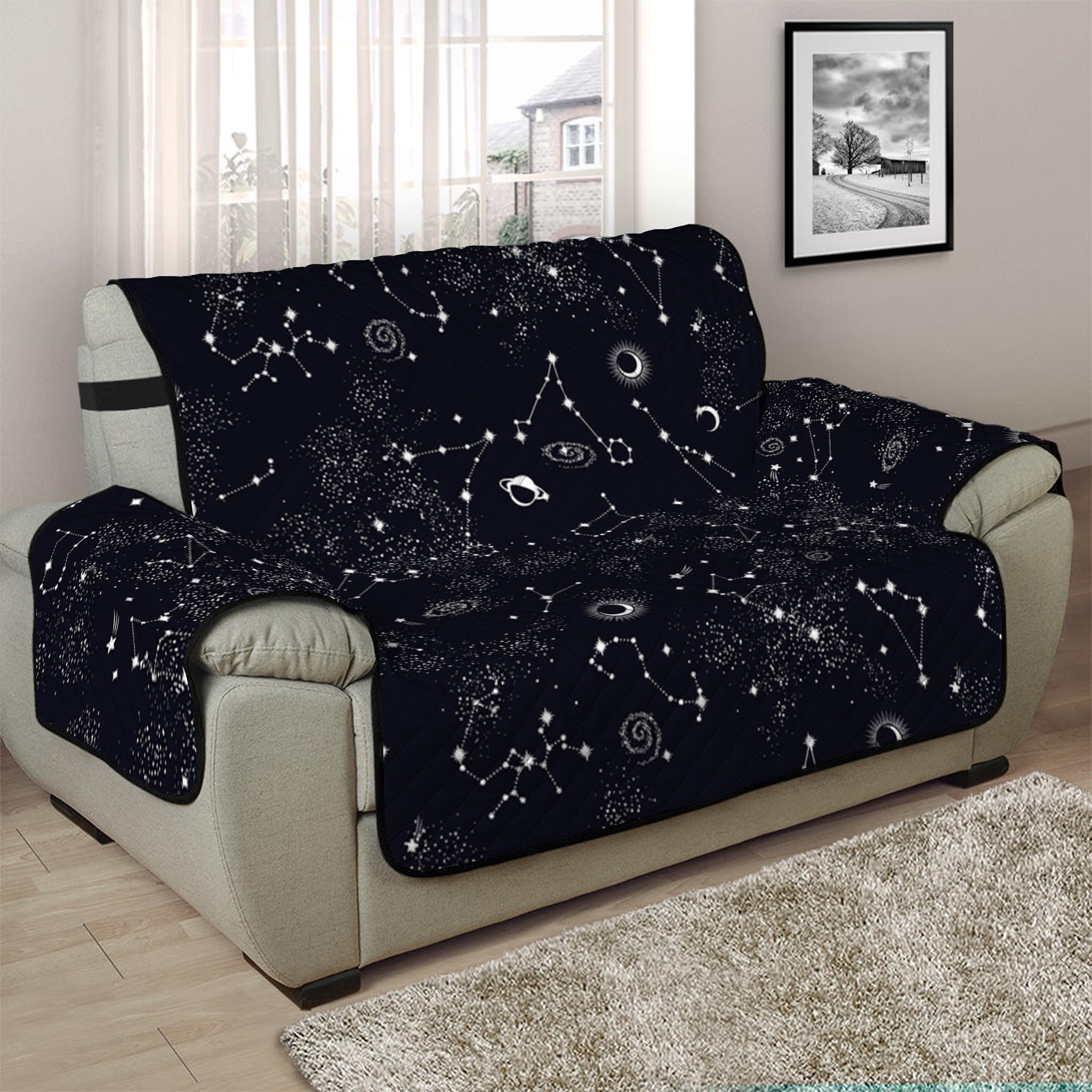 Constellation Space Pattern Print Half Sofa Protector