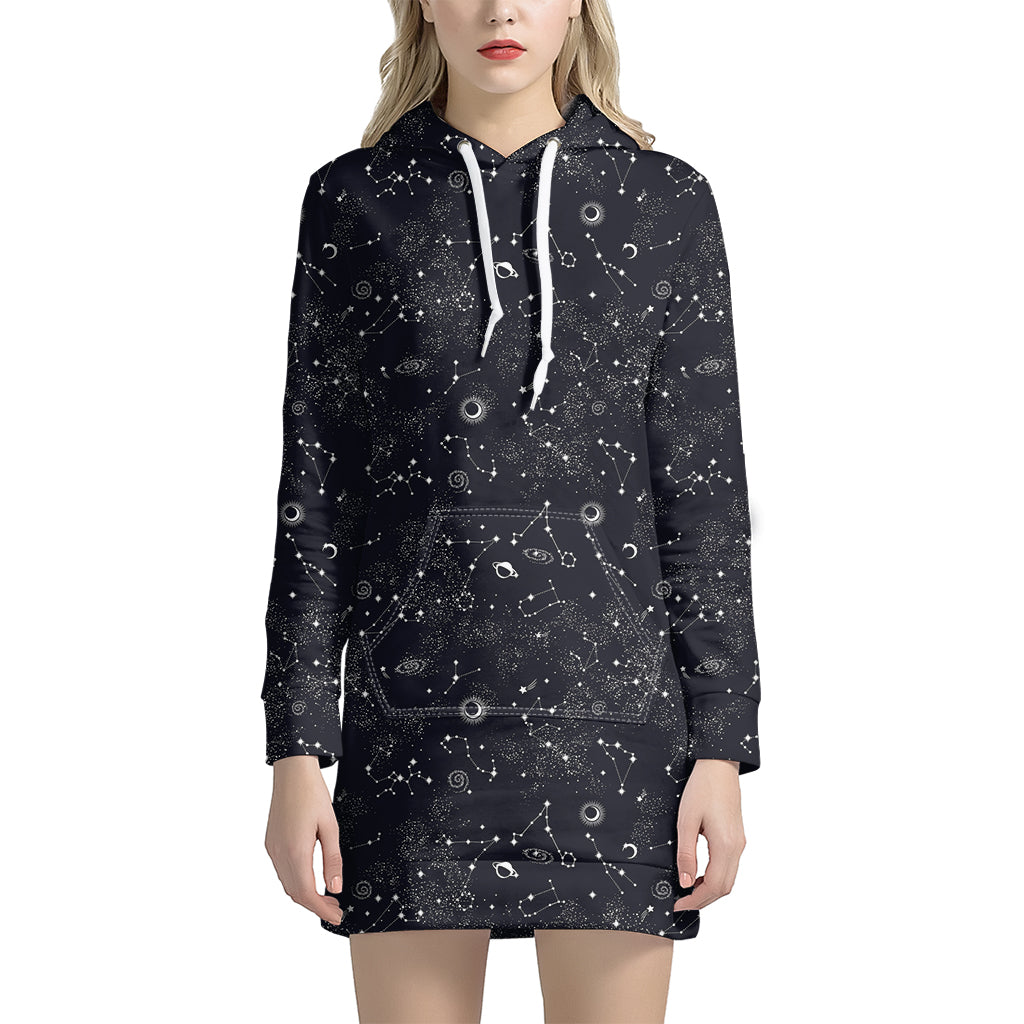 Constellation Space Pattern Print Hoodie Dress