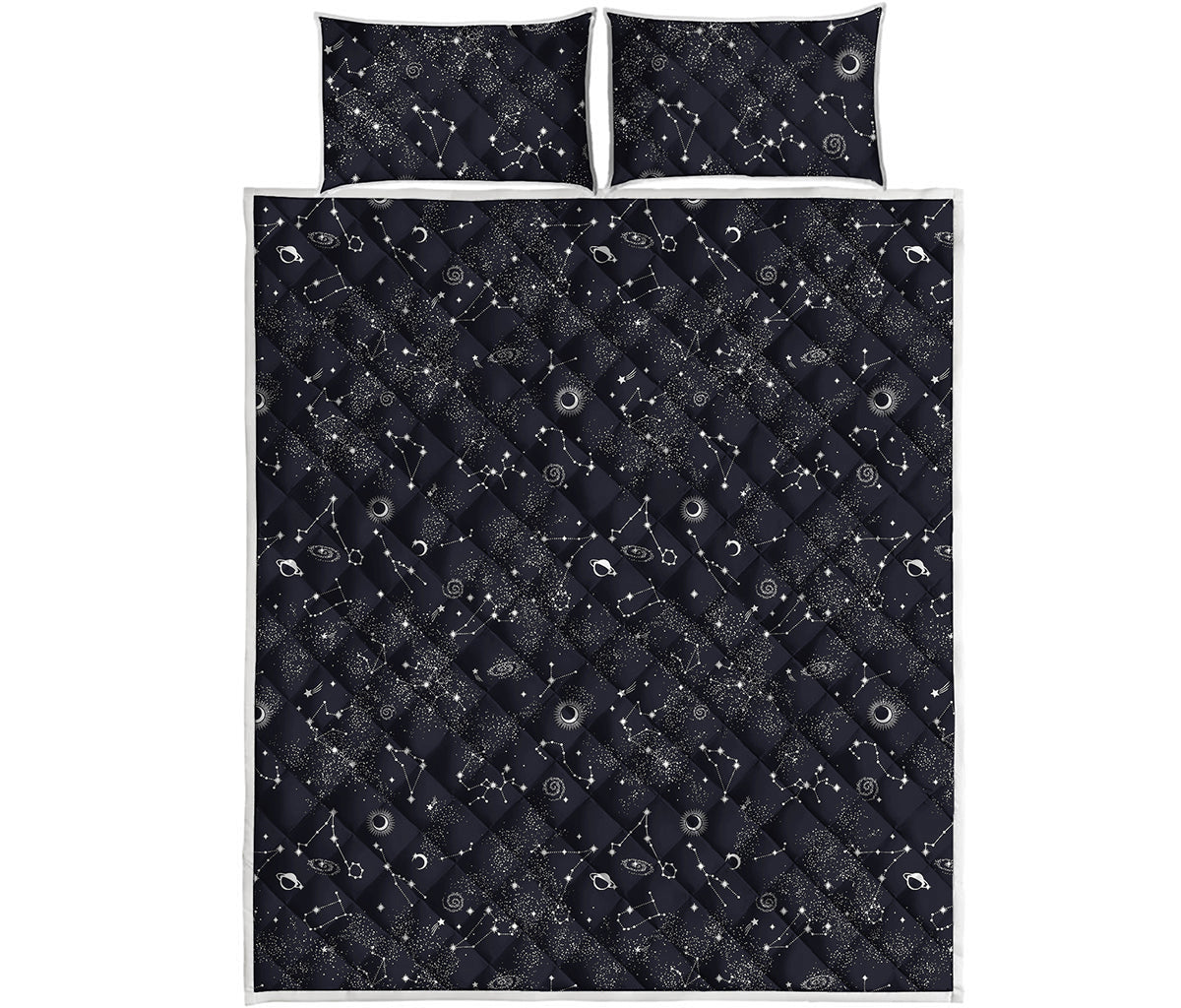 Constellation Space Pattern Print Quilt Bed Set