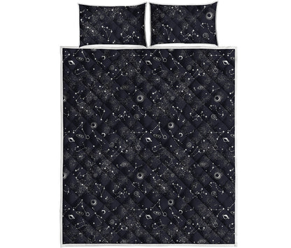 Constellation Space Pattern Print Quilt Bed Set