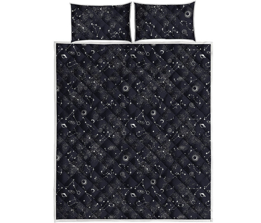 Constellation Space Pattern Print Quilt Bed Set