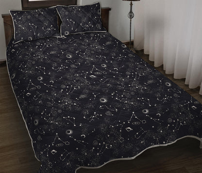 Constellation Space Pattern Print Quilt Bed Set