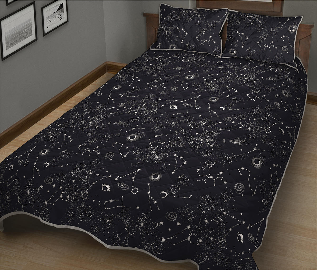 Constellation Space Pattern Print Quilt Bed Set