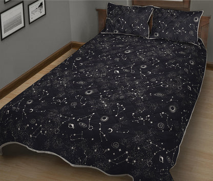 Constellation Space Pattern Print Quilt Bed Set
