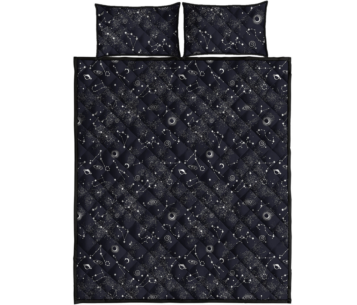 Constellation Space Pattern Print Quilt Bed Set