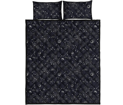 Constellation Space Pattern Print Quilt Bed Set