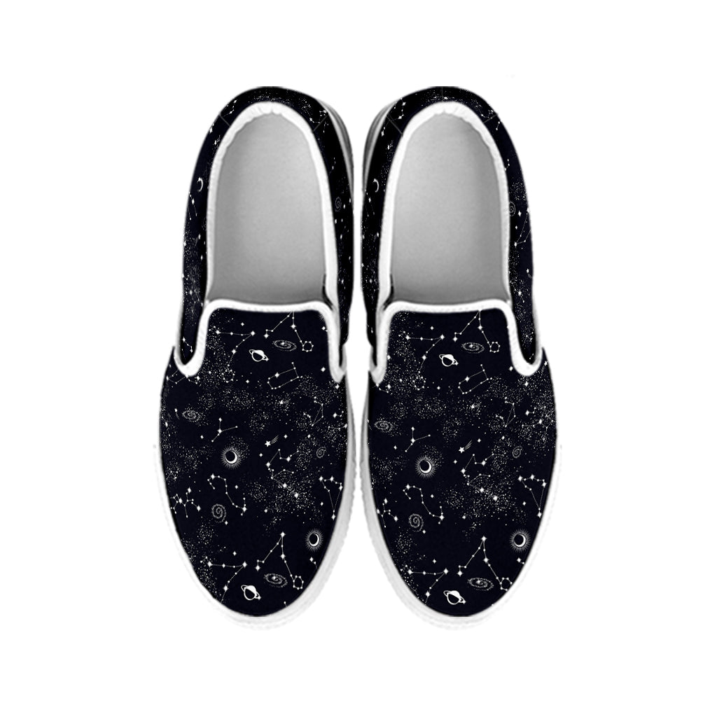 Constellation Space Pattern Print White Slip On Shoes