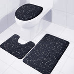 Constellation Stars Pattern Print 3 Piece Bath Mat Set