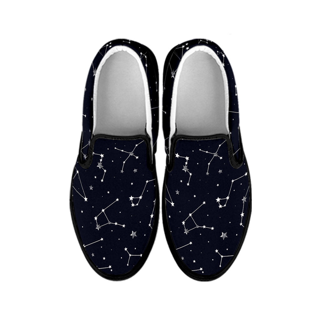 Constellation Stars Pattern Print Black Slip On Shoes