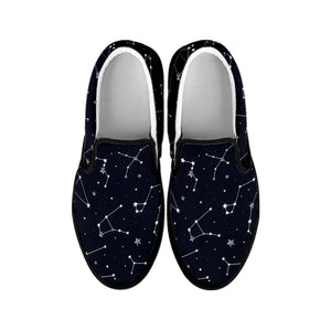 Constellation Stars Pattern Print Black Slip On Shoes