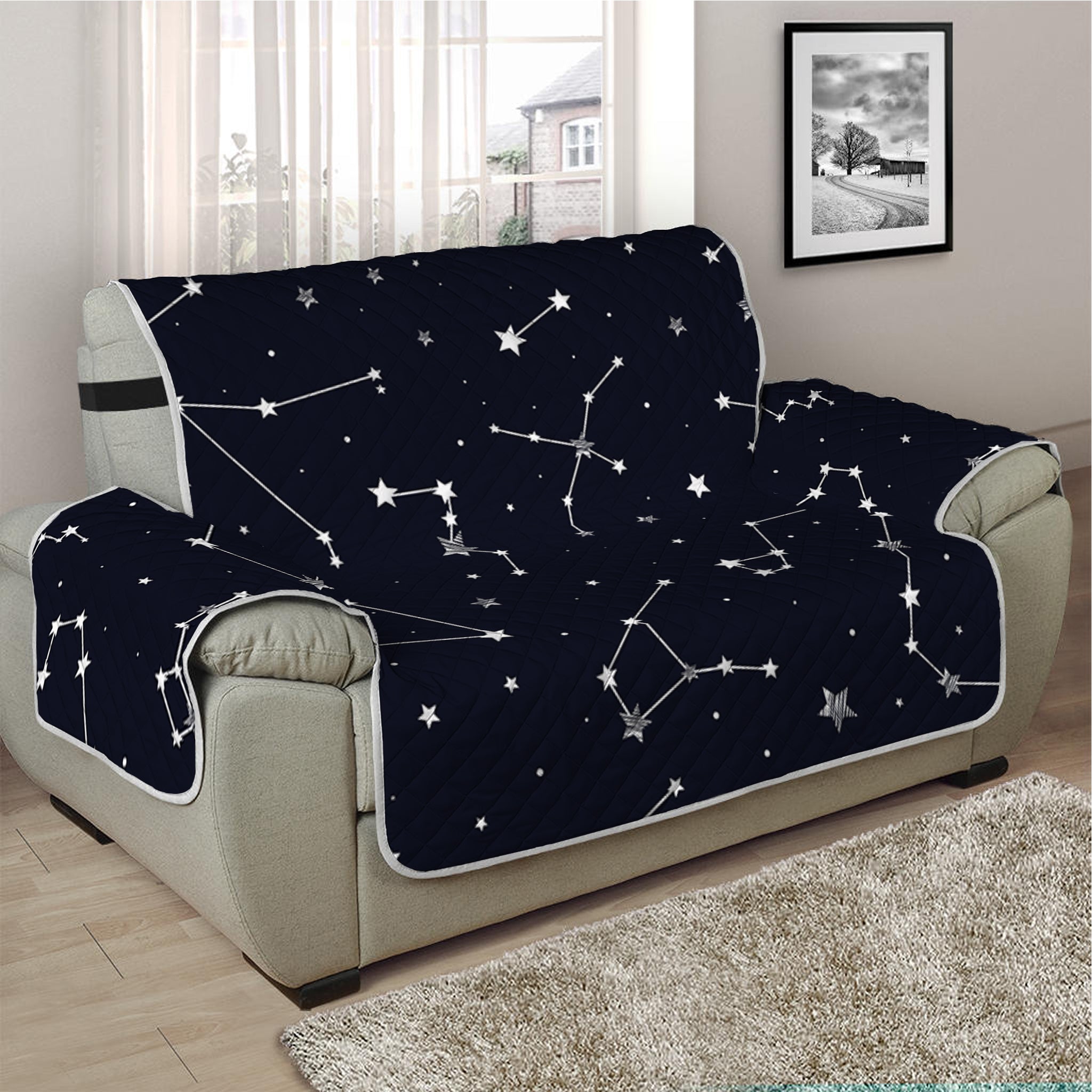 Constellation Stars Pattern Print Half Sofa Protector