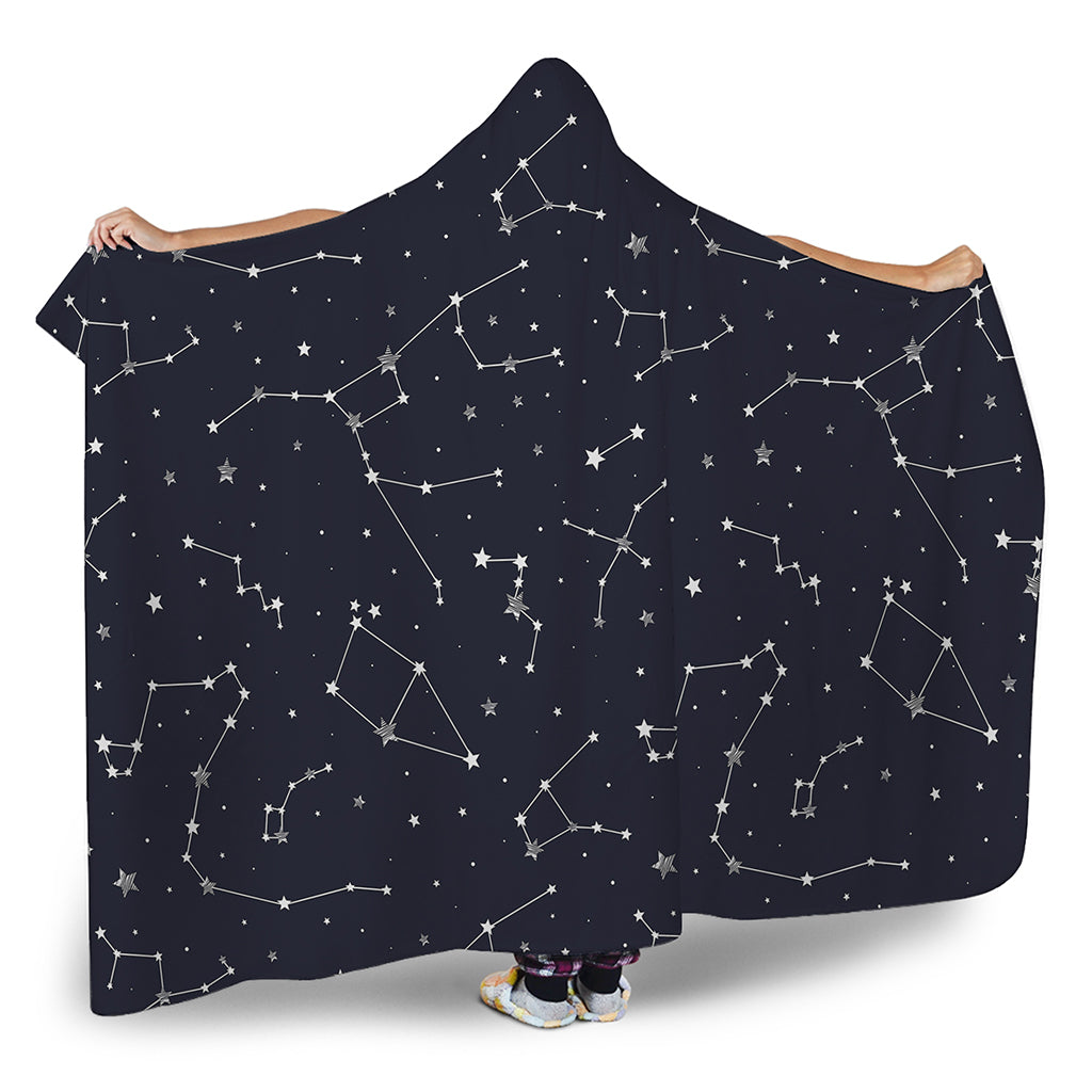 Constellation Stars Pattern Print Hooded Blanket