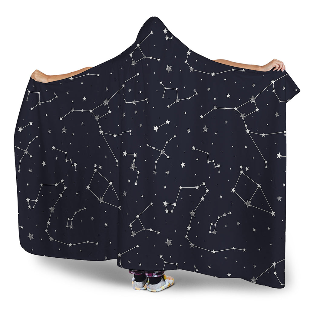 Constellation Stars Pattern Print Hooded Blanket