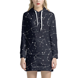 Constellation Stars Pattern Print Hoodie Dress