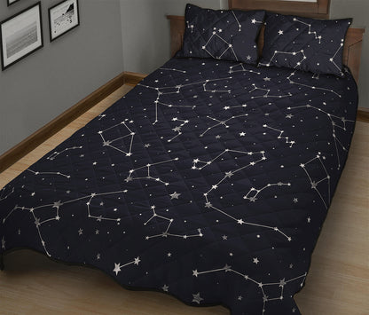Constellation Stars Pattern Print Quilt Bed Set
