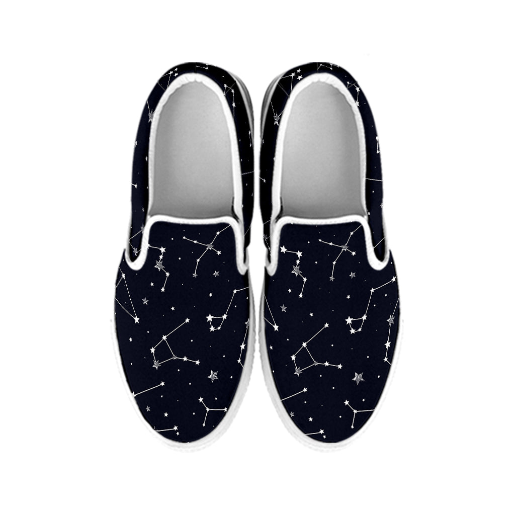 Constellation Stars Pattern Print White Slip On Shoes