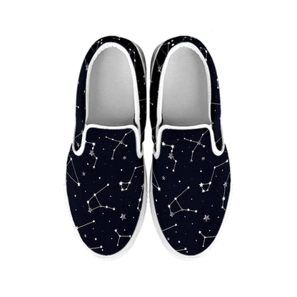 Constellation Stars Pattern Print White Slip On Shoes