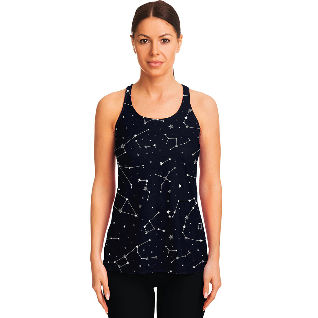 Constellation Stars Pattern Print Women's Racerback Tank Top