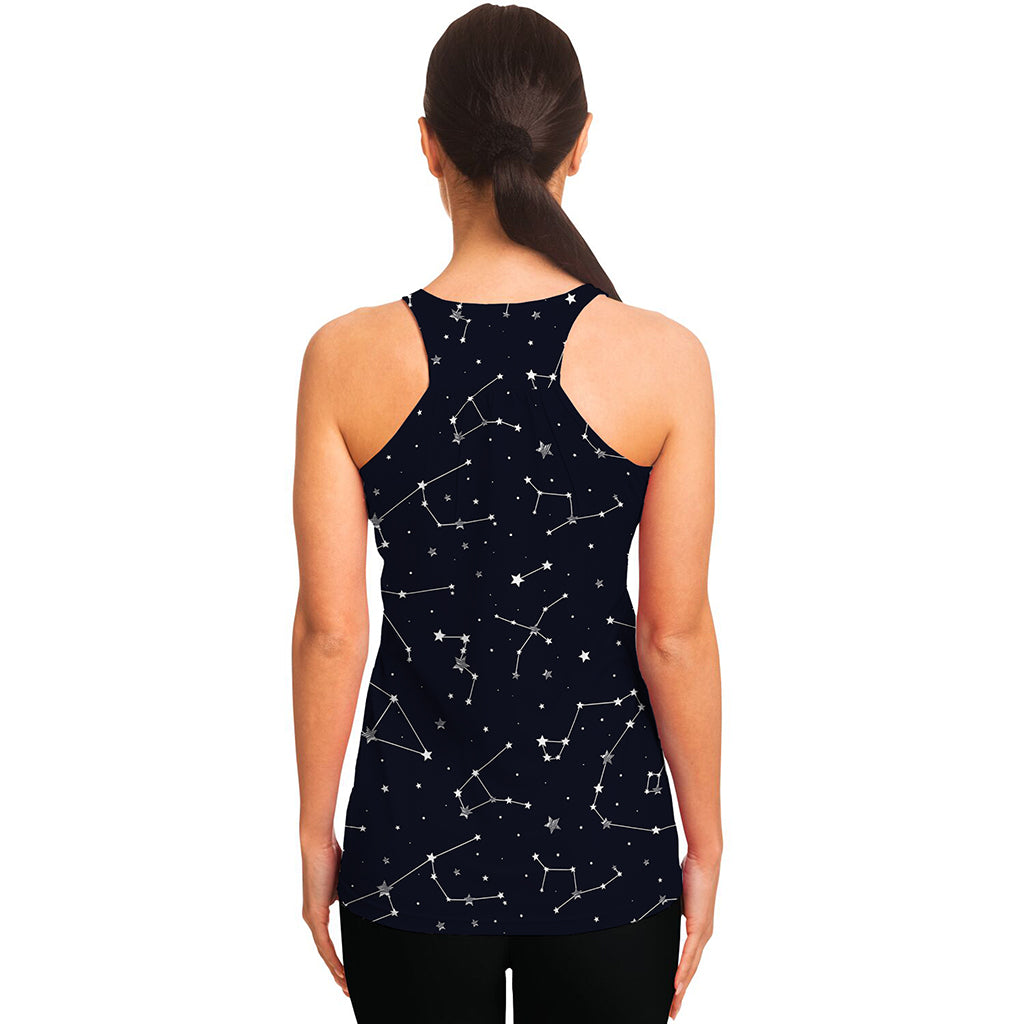 Constellation Stars Pattern Print Women's Racerback Tank Top