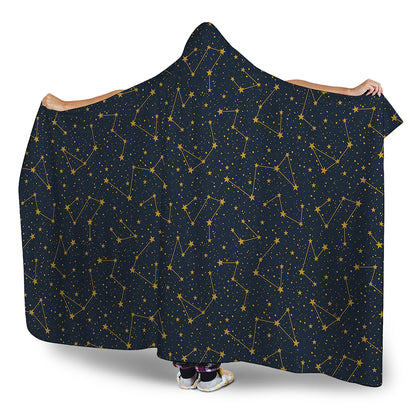 Constellation Symbols Pattern Print Hooded Blanket