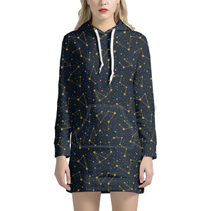 Constellation Symbols Pattern Print Hoodie Dress