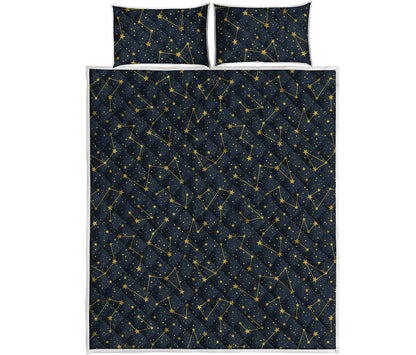 Constellation Symbols Pattern Print Quilt Bed Set