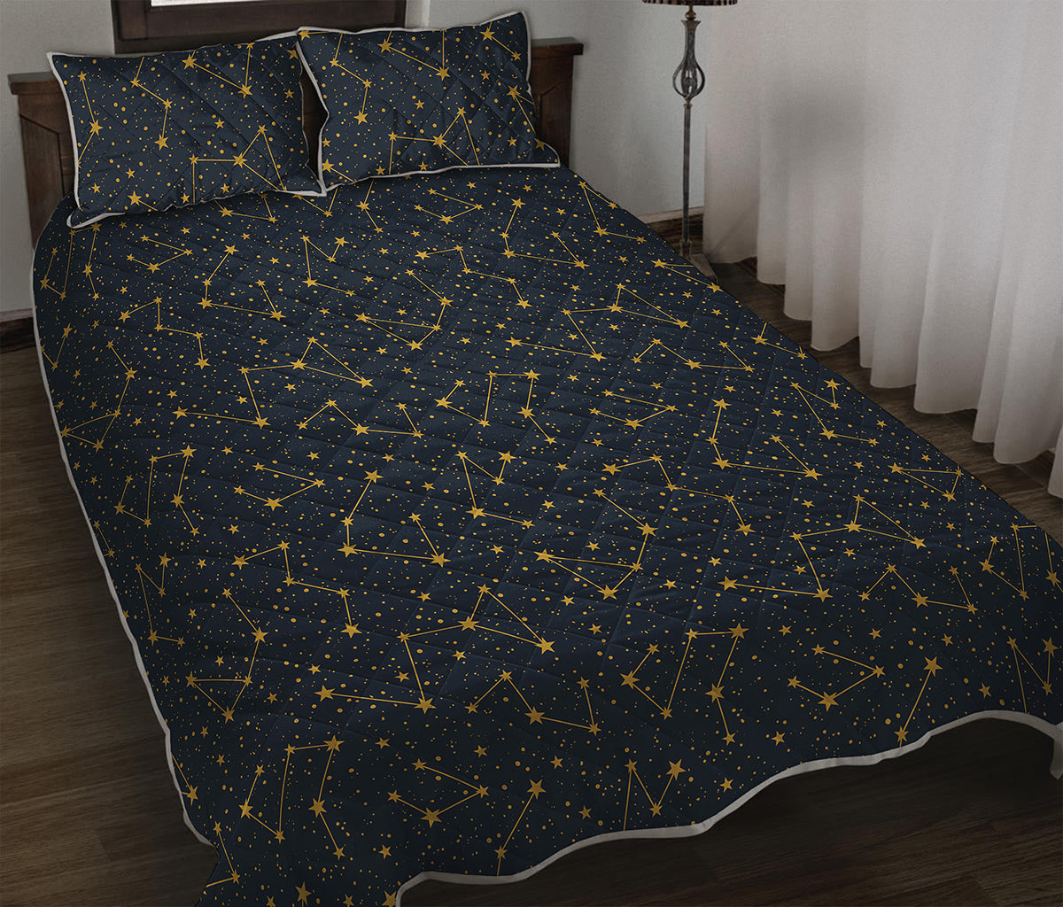 Constellation Symbols Pattern Print Quilt Bed Set