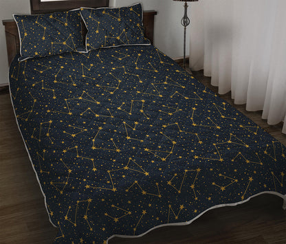 Constellation Symbols Pattern Print Quilt Bed Set