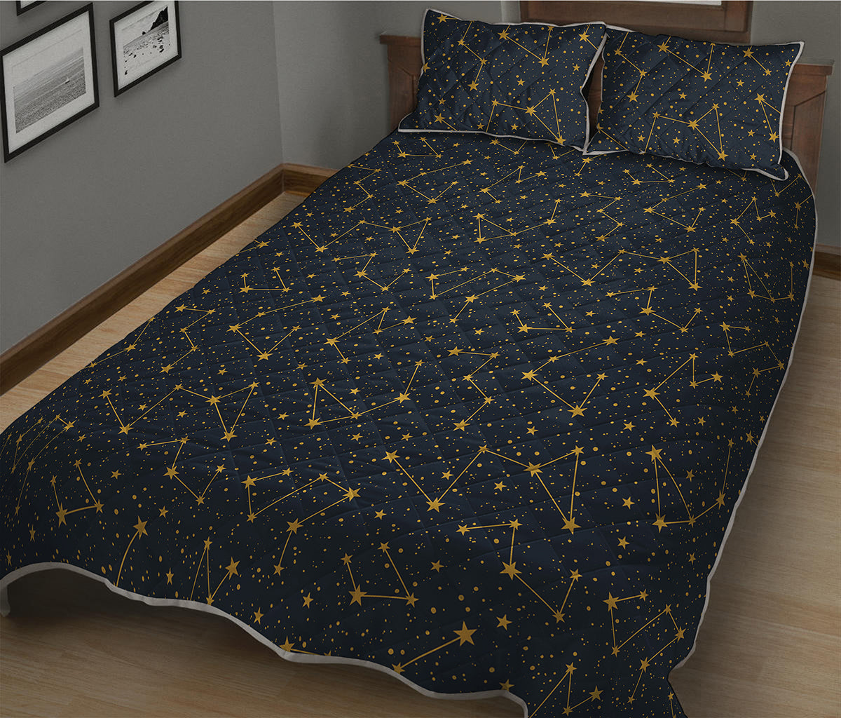 Constellation Symbols Pattern Print Quilt Bed Set