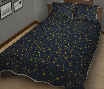 Constellation Symbols Pattern Print Quilt Bed Set